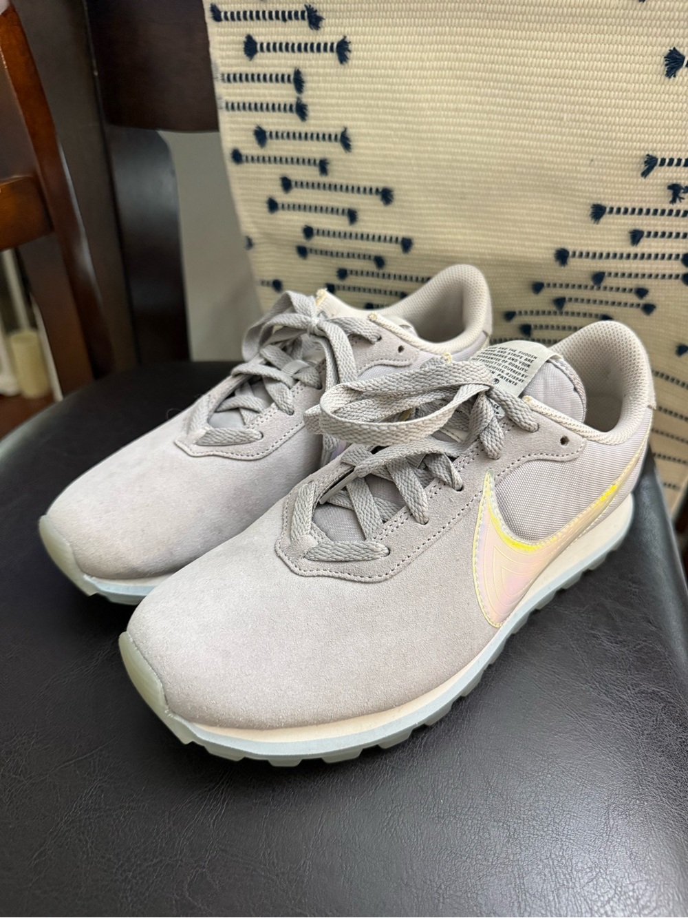 Nike Women’s Sneakers White/Ivory Iridescent Swoosh Running Shoes